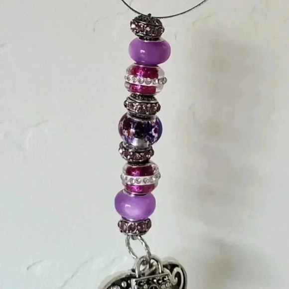 Purple Heart Lock Rear View Mirror Hanger - Picture 3 of 3